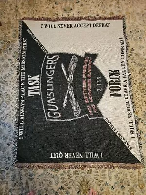 Vintage US Army Throw Blanket Gunslingers Task Force  72x52 • $44.99