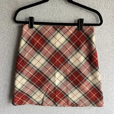 NWT H&M Red/White Plaid A-Line Skirt Woman 6 • $14.88