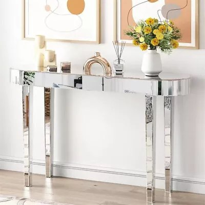 Stylish Oval Mirrored Console Table 1.2M Reflective Hallway Entrance Foyer Table • $209.93