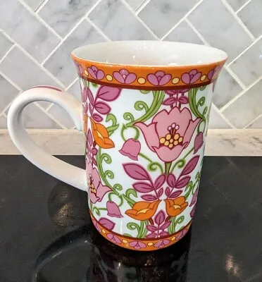 Vera Bradley  Lilli Bell  Pinks/Orange Floral Porcelain 8 Oz Coffee Tea Cup Mug • $10.50
