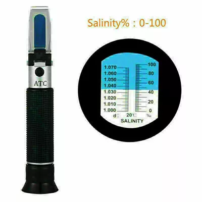 Handheld 0-100 ‰ Salinity Mission Refractometer Meter ATC For Seawater Aquarium • £12.10