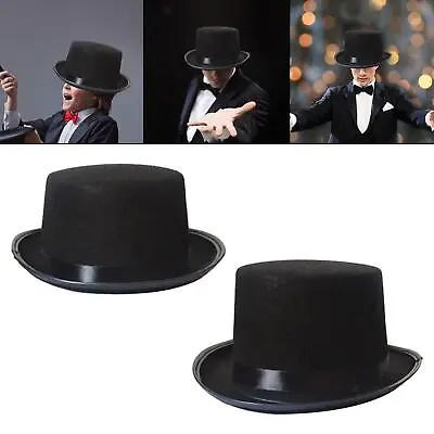 Black Top Hat Wizard Cap Felt Top Hat For Carnival Halloween • £5.87