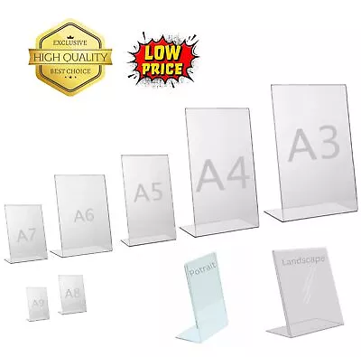 Acrylic Counter Poster Holder Perspex Leaflet Display Stand A3 A4 A5 A6 A7 • £4.50