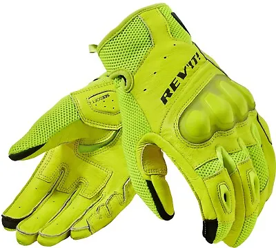 Rev'It Ritmo Mens Leather Motorcycle Gloves Neon Yellow • $129.99