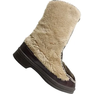 QUODDY MOCCASINS Women Snowland Winter Boots Snow Size 8 Brown Insulated • £48.20