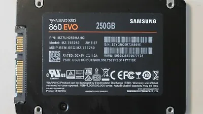 Samsung MZ-76E250 MZ7LH250HAHQ 860 EVO 2.5  250gb Sata SSD • $79.72