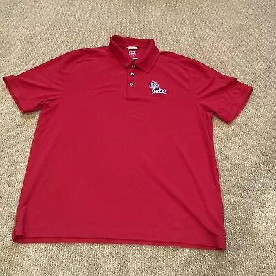 Ole Miss Rebels Men's Polo Shirt Size XL Red Embroidered Logo Cutter & Buck • $23.50