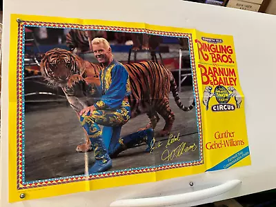 Vintage Ringling Bros. Circus Poster 22 X24  Gunther Gebel Williams And Tiger • $11.77