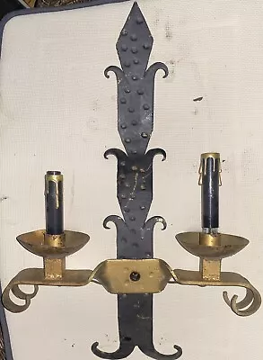 1960s Medeival • Gothic • Sconce Pair Castle GoT Wrought Iron • $123