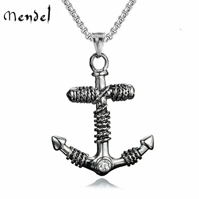 MENDEL Mens Stainless Steel Nautical Beach Surfing Anchor Pendant Necklace Men • $10.99