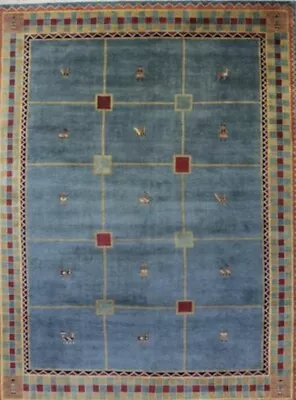 $2895 • Buy Stunning Tribal Oriental Rug New Gabbeh Blue Hand /knotted 9 X 12