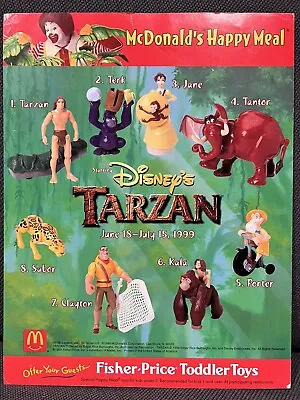 RARE~VINTAGE~ Complete Set Of 8 1999~DISNEY~TARZAN~ HAPPY MEAL TOYS • $28.99