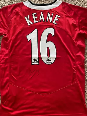 Roy Keane Hand Signed #16 Man Utd Shirt RETRO JERSEY Autograph Verified COA • £9.99