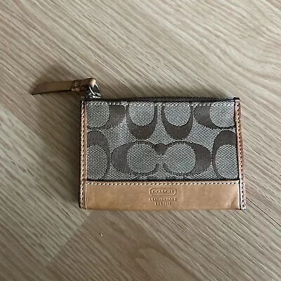 Coach Signature Logo Tan Leather Mini Wallet Keychain • $24.99