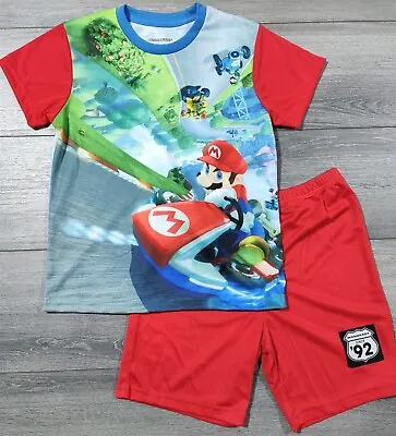 Super Mario Pajamas Boys LARGE 10-12 Mariokart Shorts Shirt PJ Set Fun Gift • $14.88