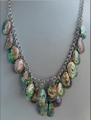 Hand-Made Natural Paua Abalone Shell Necklace • $14.15