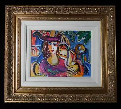 Framed Zamy Steynovitz Mother Comforting Child Signed Original Acrylic Painting • $1850