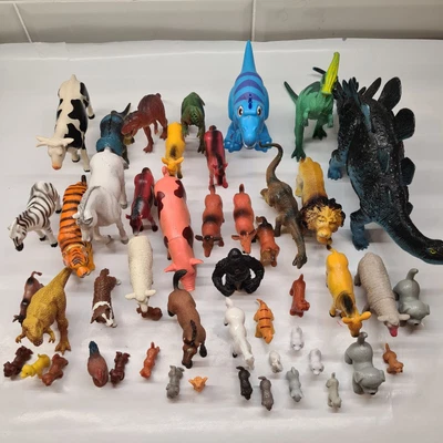£14.90 • Buy Large Farm Animals - Solid Plastic Animal Set Of 45 - Dinosaur Tiger Lion Zebra
