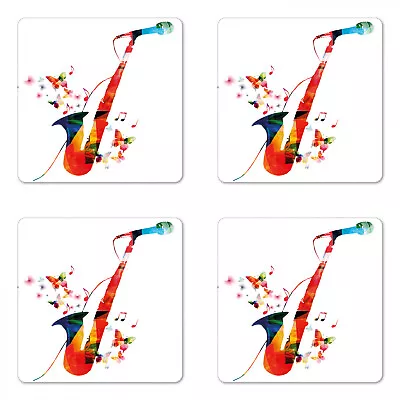 £19.64 • Buy Ambesonne Music Theme Coaster Set Of 4 Square Hardboard Gloss Coasters