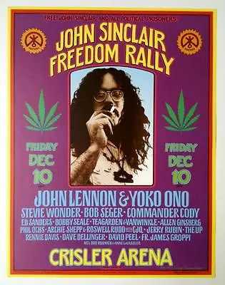 $55.99 • Buy John Sinclair Freedom Rally Original Rock Concert Poster Signed Gary Grimshaw