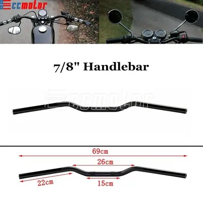 Street Bike Handlebars 7/8  22mm Flat Low Rise Motorcycle Bar Euro Handle Bars • $22.07