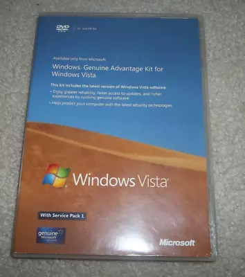 Microsoft Windows Genuine Vista Advantage Kit 32 & 64 Bit SP 1  W/ Product Key • $39.99