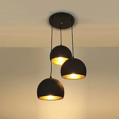 £16.99 • Buy Modern 3 Way Ceiling Pendant Cluster Light Fitting Lights Black Gold Dome