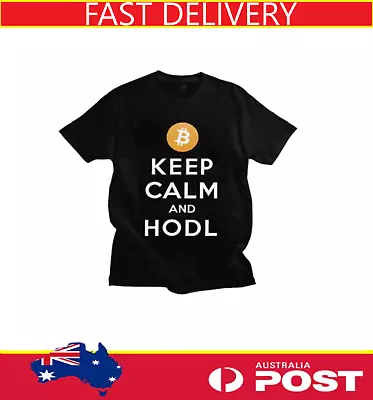 Black Crypto Bitcoin Keep Calm And HODL T- Shirt Size L FREE POSTAGE • $24.99