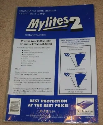 $26.99 • Buy Pack Of 50 Mylites 2 Mil Mylar Golden Age Comic Book Bags Sleeves