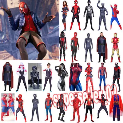 Superhero Spiderman Jumpsuit Halloween Cosplay Costume Fancy Dress Kids Adult UK • £18.49