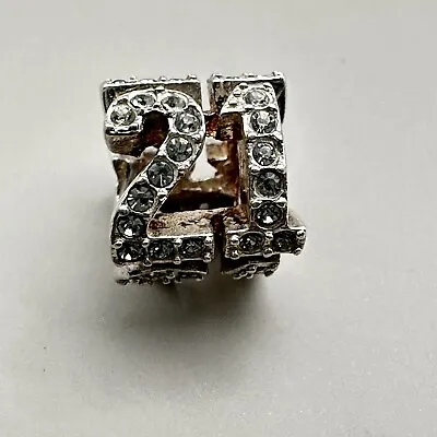 Lucky Number 21 Swarovski Crystals Charm Bead 21st Chamilia Sterling Silver • £57.82