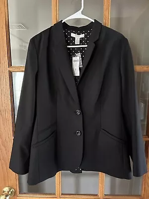 NWT $129 CHICO'S Sz 2 L Blazer City Chic Long Sleeve Jacket 2 Button Black • $102.49