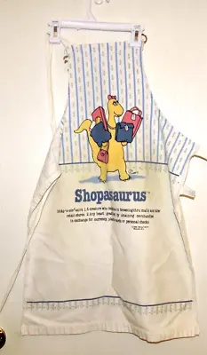 Shopasaurus Bib Apron Vintage 1986 White With Pattern By Talking Tops Unique • $11