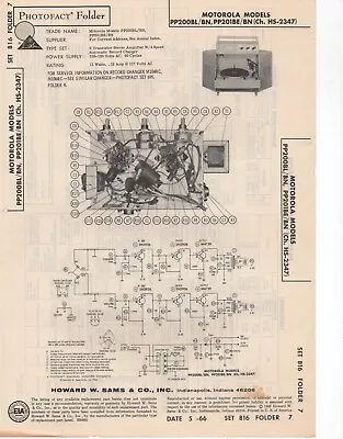 1966 Motorola Pp200bl Record Player Amplifier Service Manual Photofact More • $10.99