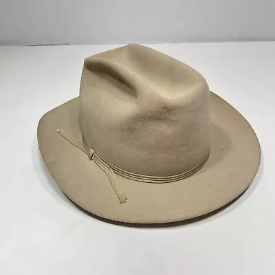 Vtg John B Stetson 3X Beaver The Open Road Tan Cowboy Hat No Size Tag   22 1/4” • $124.95