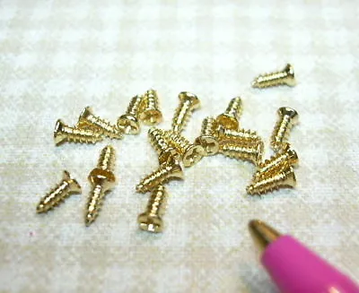 Miniature Very Tiny Gold Metal Screws (20 Ct): DOLLHOUSE Hardware Miniatures • $2.98