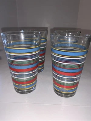 $28 • Buy Fiestaware FIESTA Libbey Striped Drinking Glasses 16oz Tumbler 5.75  Lot Of 4