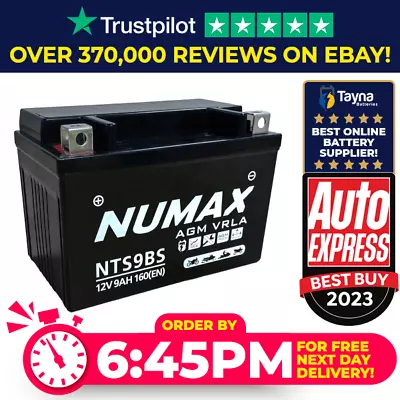 NTS9BS Numax AGM Motorbike Battery YTX9-BS • £30.44