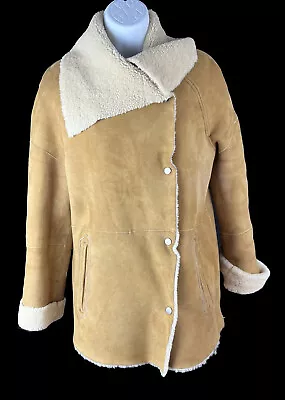 Women's  VINCE Brown Cascade Genuine Shearling Suede Jacket Coat XS • $149.99