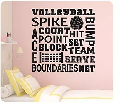 24  Volleyball Collage Sayings Sport Spike Serve Court Wall Decal Sticker Team • $17.99