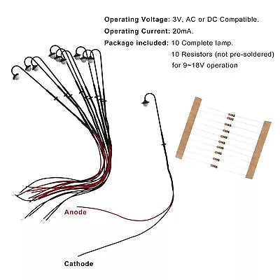 10pcs Model Railway 1:150 Led Lamps Street Light N Gauge 4.5cm Warm White LYM13 • £11.99