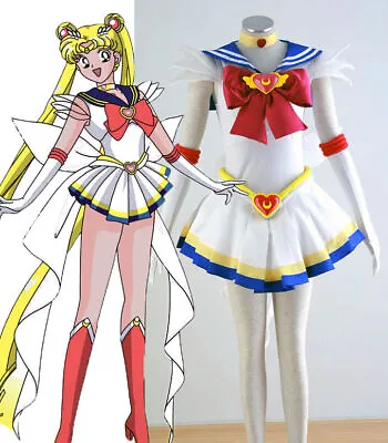 Pretty Soldier Sailor Moon Tsukino Usagi Cosplay Costume SuperS Wig Wig • £154.28