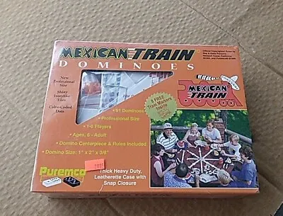 Mexican Train Dominoes Vintage Puremco 2001 W/ Leatherette Case NEW NOS Sealed • $59.95