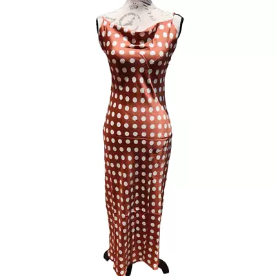Paper Heart Cowl Neck Polka Dot Slit Maxi Dress Size Small • $18