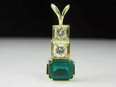 2.61Ct Asscher Emerald Early Retro Era Vintage Pendant 14K Yellow Gold Plated • $119.99