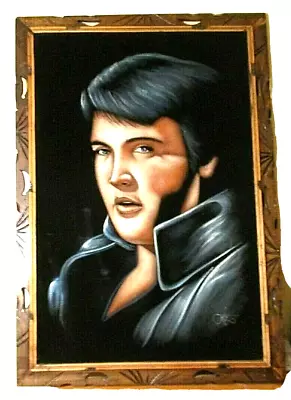 Velvet Elvis Framed Painting Signed Large Wall Hanging  28  X 40  The King • $349.99