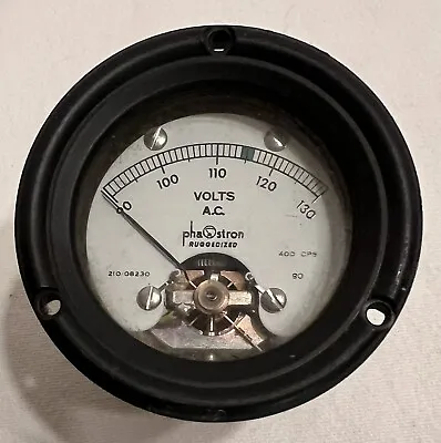 Vintage Phastron Panel Gauge 210-08230 400 Cps Voltage Meter AC 90-130 Volt • $24.95