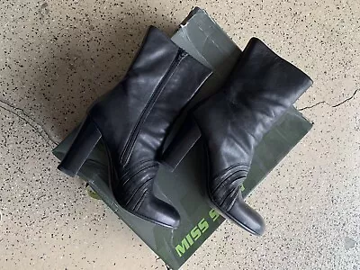 MISS SIXTY “Hip Shoes” Mid-calf Leather Boots - EU39/Black • $35