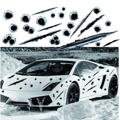 $7.99 • Buy 4pcs Fire Gun Sticker Bullet Hole 3D Scratch Waterproof Car Decorations Decals