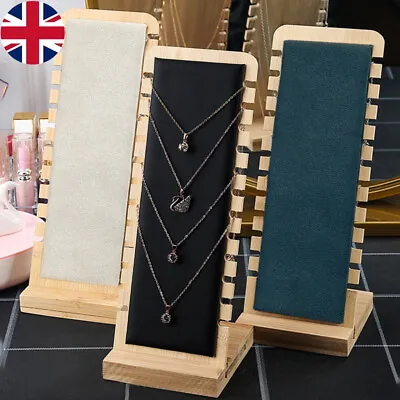 Bamboo Wood Necklace Display Stand Jewellery Pendants Bracelets Storage Holder • £5.89